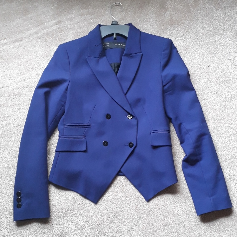 Zara Basics Blue Tuxedo Blazer- M